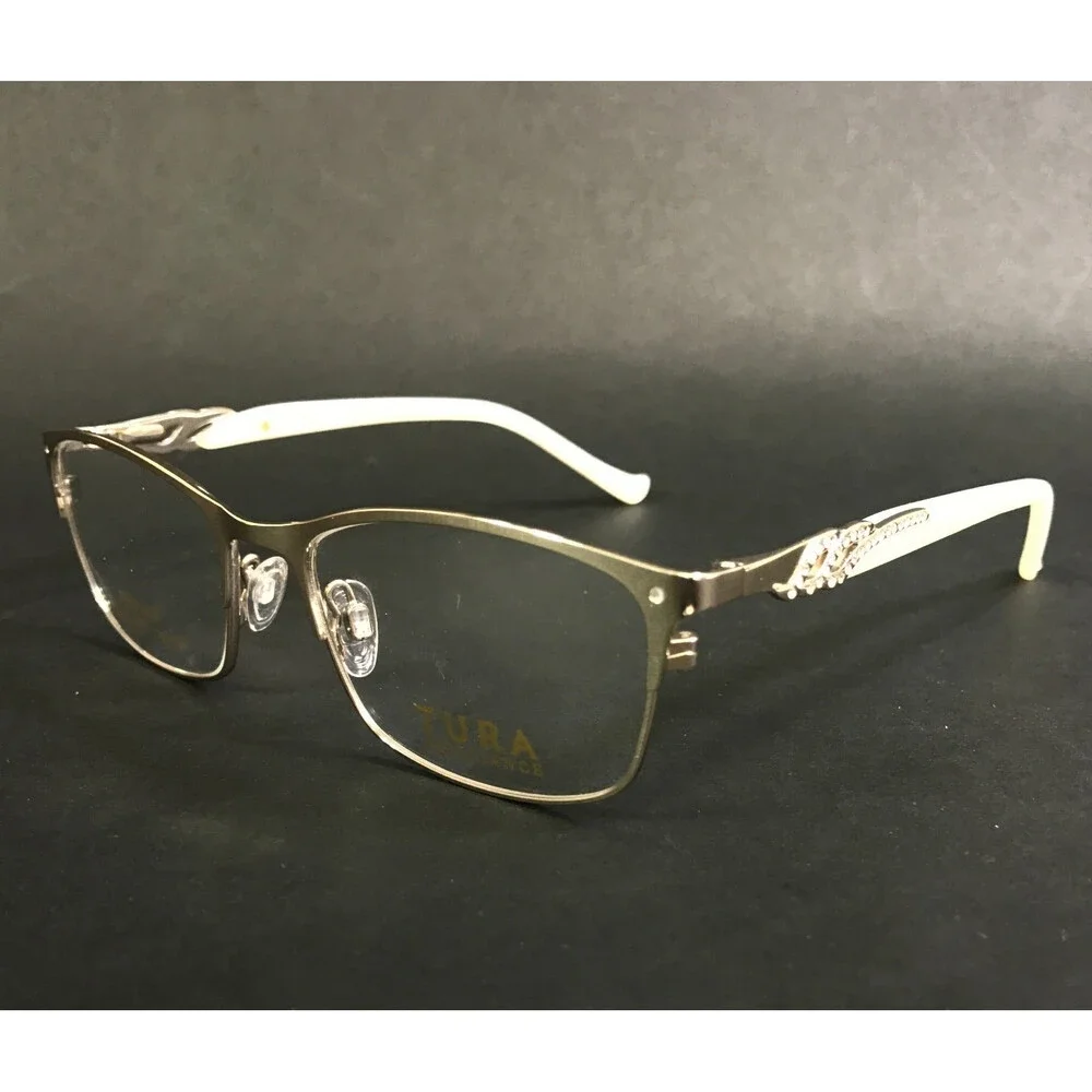 Tura Brilliance Eyeglasses Frames TE256 GLD Gold White Swarovski Cryst 50-17-135